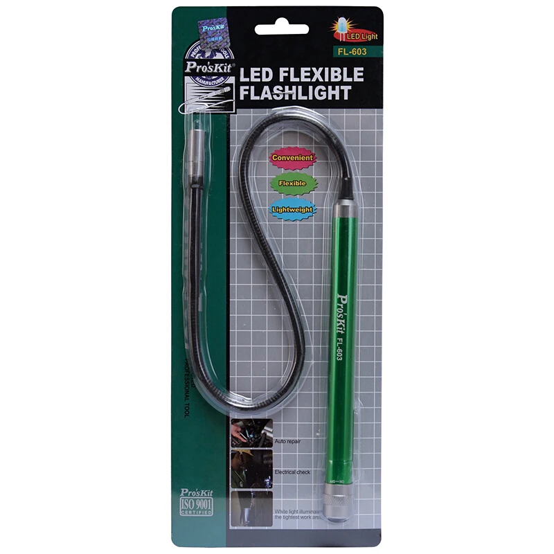 Pro'skit FL-603 гибкий светодиодный светильник-вспышка портативный светильник светодиодный мягкий гибкий Hands Free hug для ремонтной мастерской зеленый