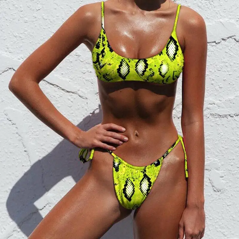 Bikinx/бикини из змеиной кожи, mujer, бандо, топ, купальник woemn, купальник с высоким вырезом, женский сексуальный комплект бикини, купальный костюм, новинка