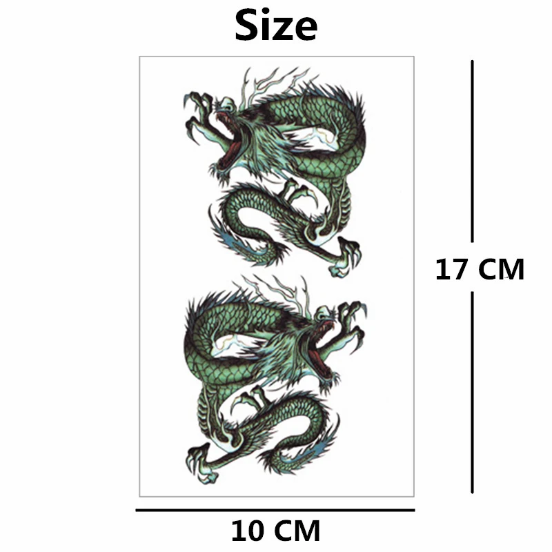 Синий китайский дракон временные татуировки тело искусство рука флэш наклейки