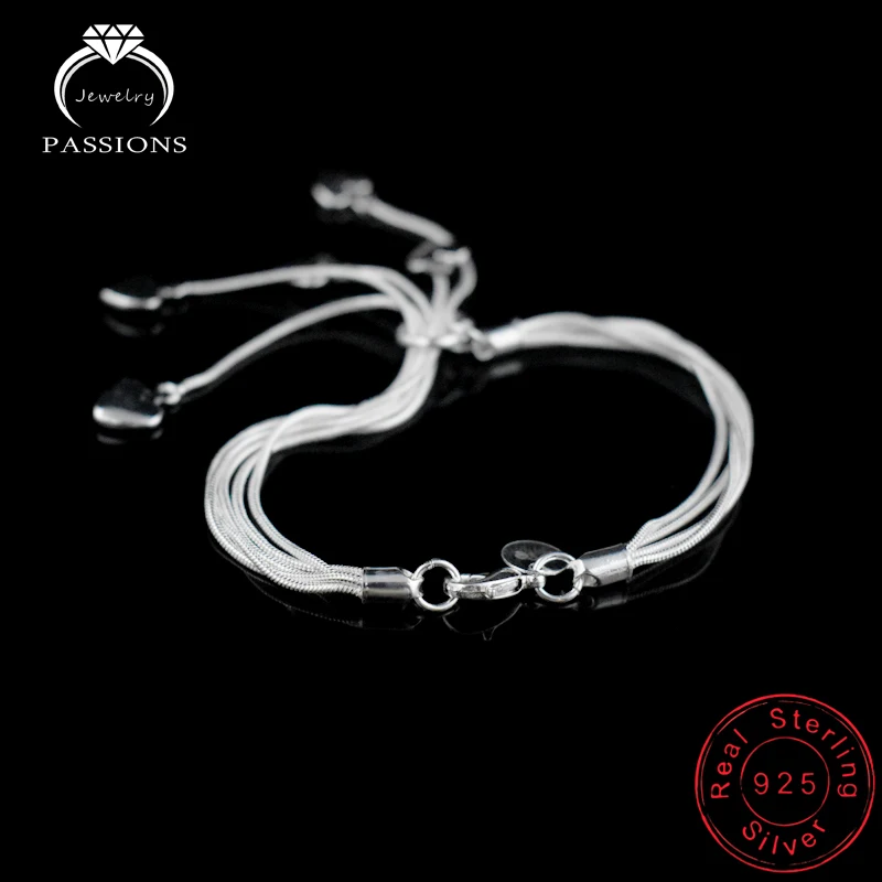 Hot Fashion 925 Sterling Silver Multilayer Long Tassel Love Heart Maxi Pendant Necklace Bracelet Jewelry Set Women Luxury Gift | Украшения