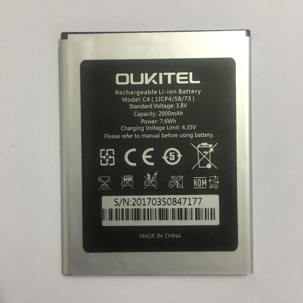 

Oukitel C4 Battery 100% Original 2000mAh Backup Battery Replacement For Oukitel C4 Mobile Phone