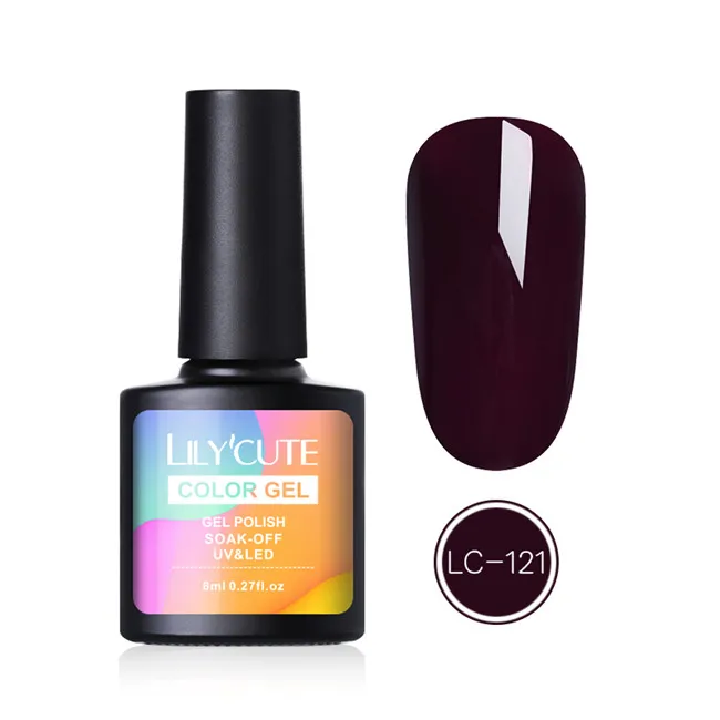 LC 121 LILYCUTE 8 мл гель для ногтей с блестками лак для живого кораллового апельсина чистый цвет для ногтей Полупостоянный отмачиваемый УФ светодиодный гель лак для ногтей - Цвет: LC 121
