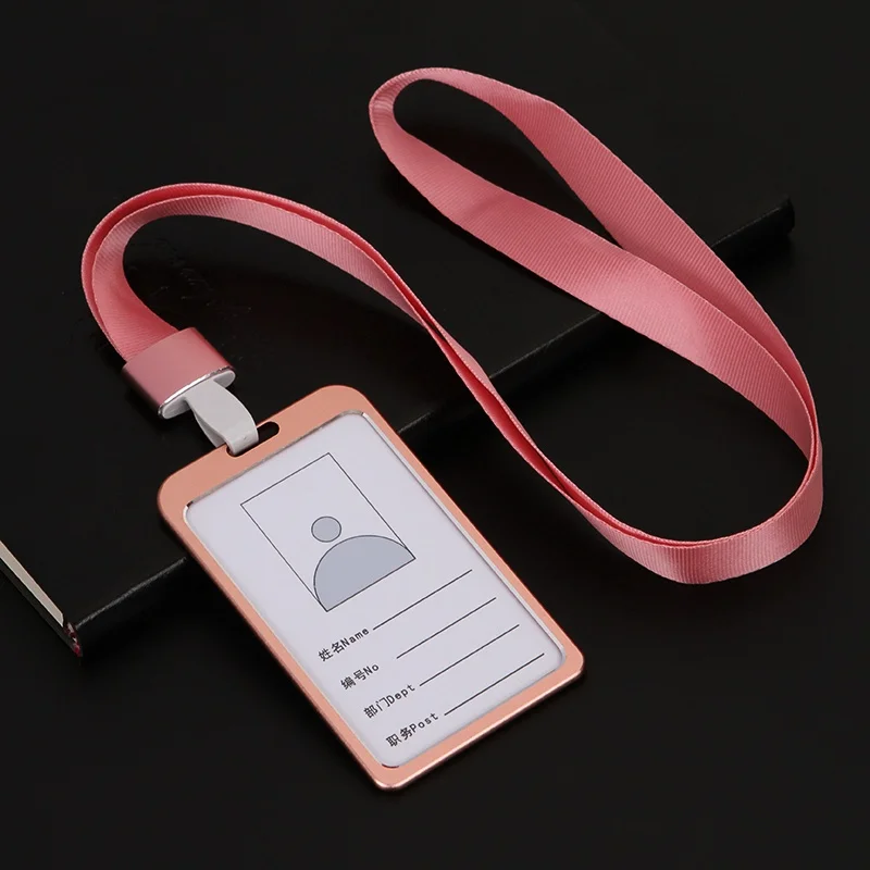 pink 2 1 шт. Высокое качество алюминиевый сплав держатель для карт имя работника ID карта Обложка металлический рабочий сертификат удостоверение личности значок ID Бизнес чехол - Цвет: pink 2