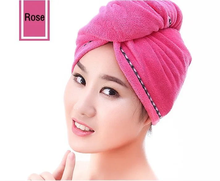 rose LDAJMW микрофибры быстро высушить волосы женские Девушки Леди Кепки сушки Полотенца головы Обёрточная бумага Шапка банная Полотенца волосы сухие Кепки салон Полотенца - Цвет: rose