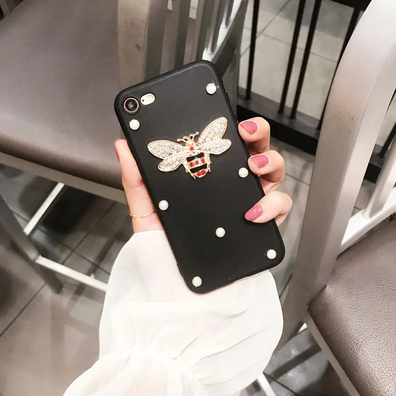 Phone Case for Huawei P8/P9/P10/P20/P Smart/Mate 9/10/20 lite Pro Nova3/3i Luxury Cute 3D Pearl Bee Bling Glitter Silicone Cover |