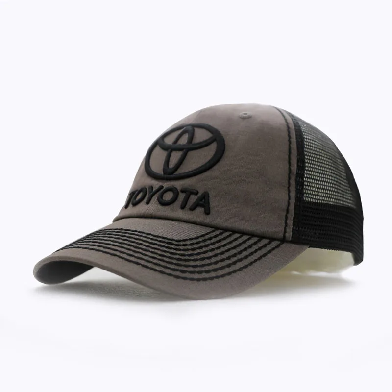 gray Новинка, бейсбольная кепка, мотоциклетная, с 3D вышивкой, toyota, гоночный автомобиль, Moto GP, для мотокросса, для езды, кепка, сетчатая Кепка - Цвет: gray