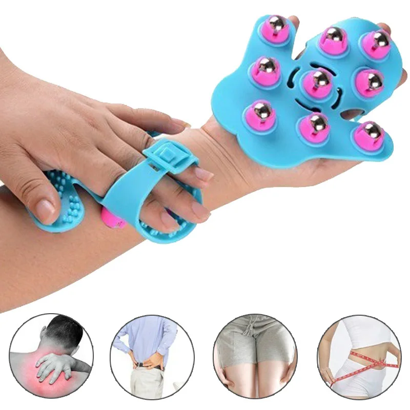 Практичная Удобная перчатка массажная для тела 9 металлических роликовых