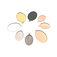 20pcs 1318mm1825mm silver plated oval necklace pendant setting cabochon cameo base tray bezel blank diy jewelry findings z382