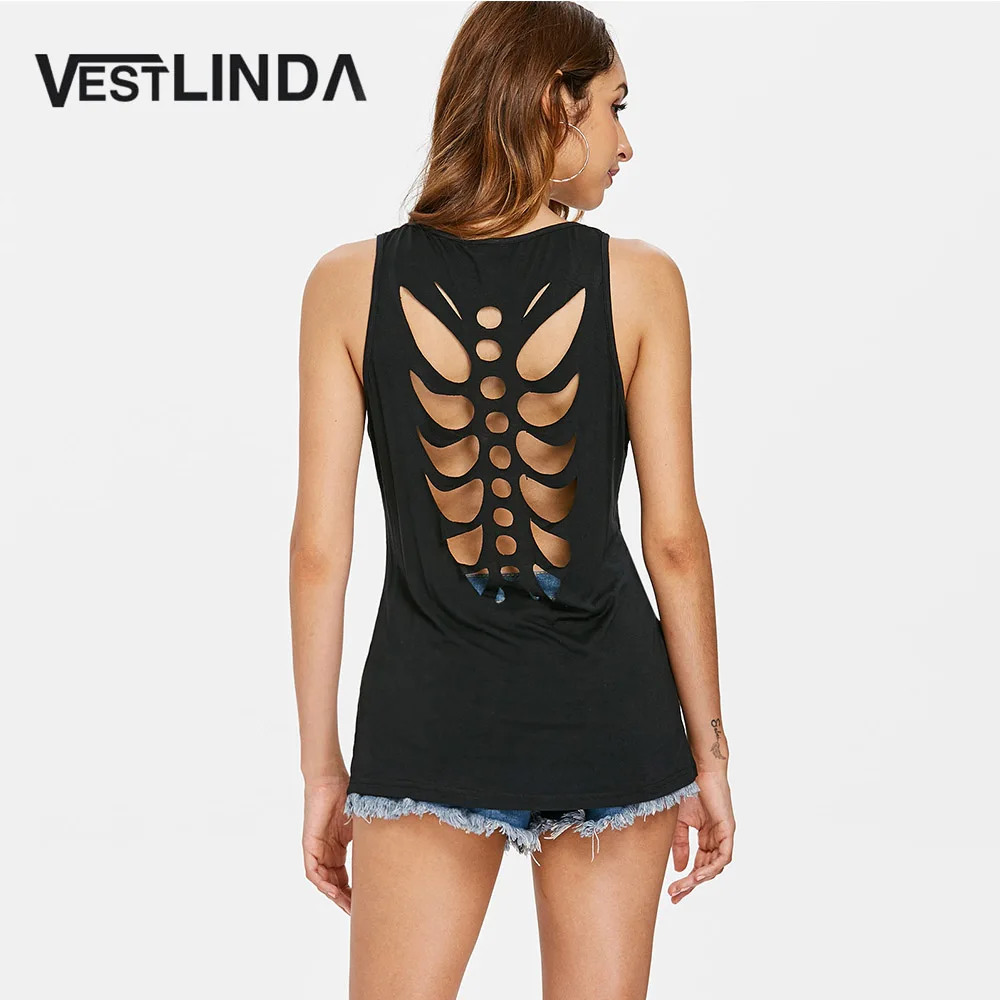 Женский топ на бретельках VESTLINDA летний с вырезами спине повседневная одежда