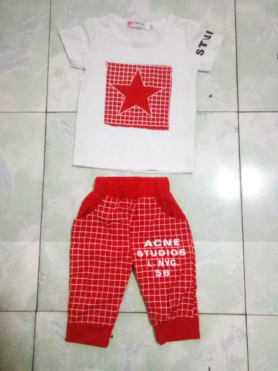 Chang sweet Baby boy clothes 2017 summer kids sets t-shirt+pants suit clothing set Star Printed newborn sport suits |