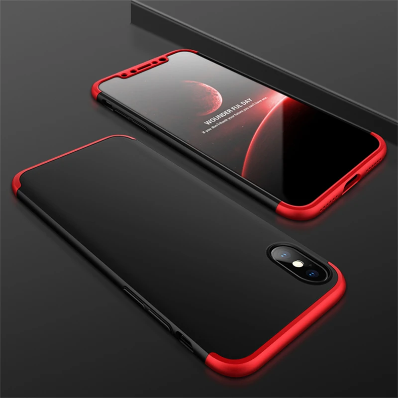360 Full Protective Phone Case For iPhone XR XS MAX Back Covers 3 In 1 Matte Hard PC Apple X Coques Capa |