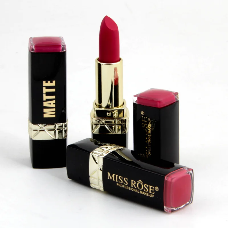 MISS ROSE 24 шт квадратная трубка Элегантная черная губная помада не легко