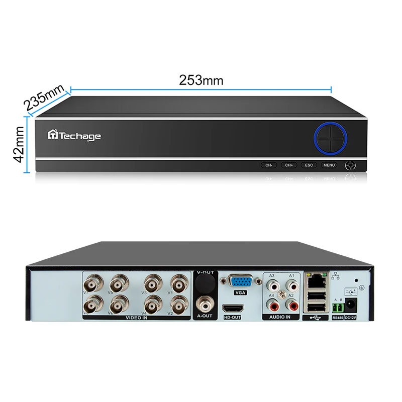 Камера видеонаблюдения Techage 8 каналов 1080P AHD водонепроницаемая инфракрасная с