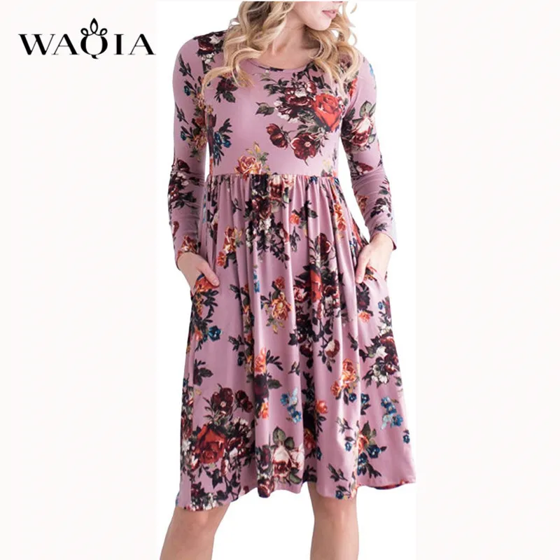 WAQIA 2019 летнее платье с цветочным принтом Пляжное Платье в стиле бохо длинным