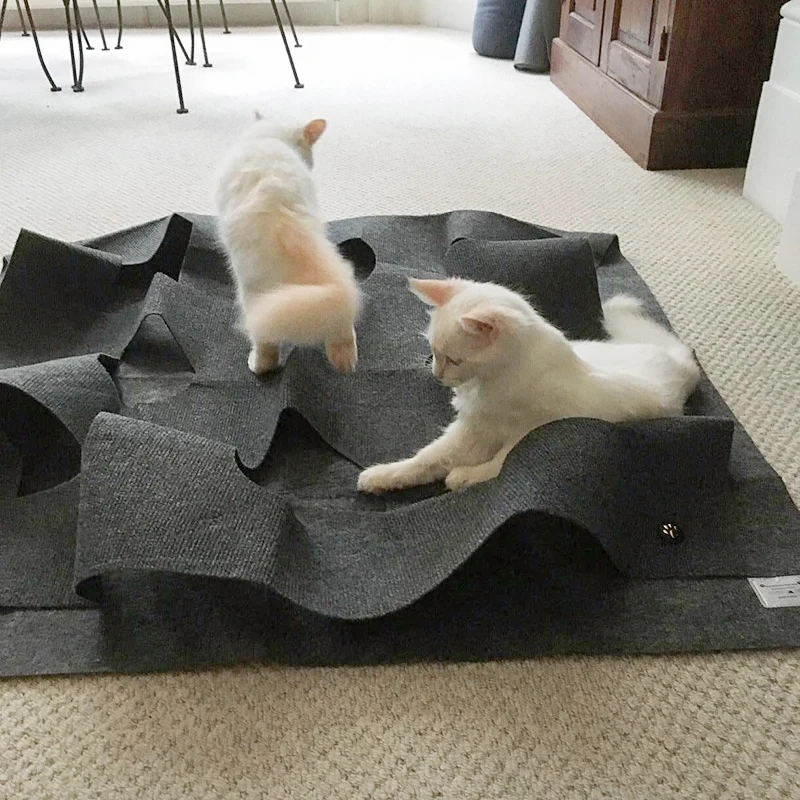 Игровой коврик для кошек игрушка с отверстиями котята белка кролик