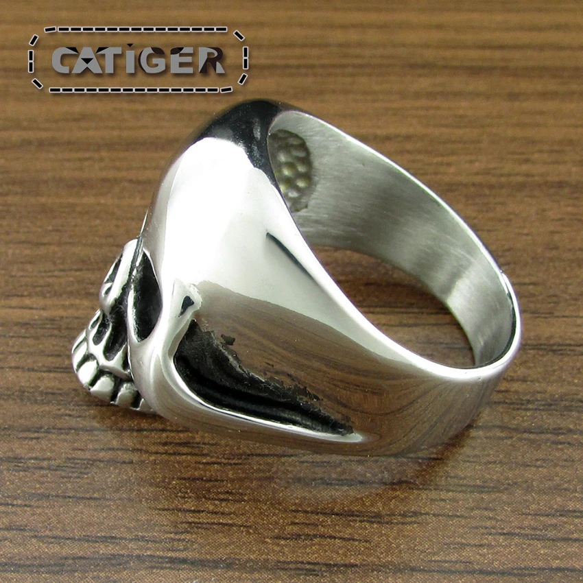 Бесплатная доставка кольца в виде черепа из нержавеющей стали 316L для мужчин
