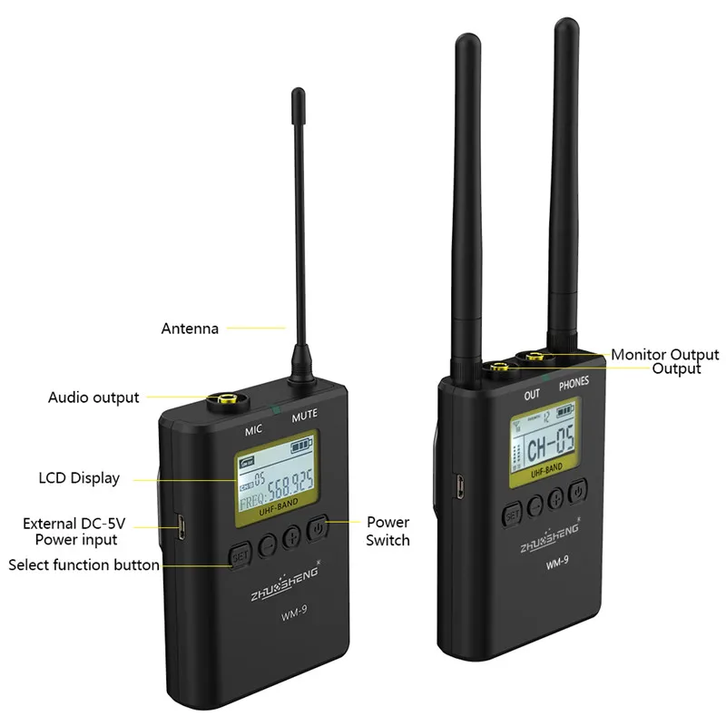 ZhuoSheng WM10 клип интервью беспроводной микрофон UHF видео камера | Электроника