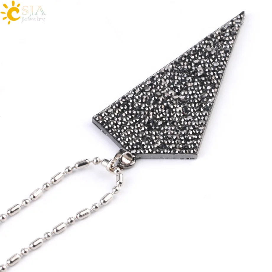 CSJA высококачественное винтажное рандое ожерелье с большим черным кулоном из