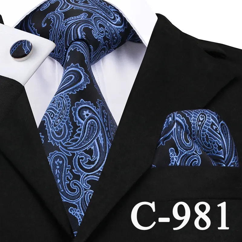 C-981 C-3176, Шелковый тканый мужской галстук, серый, серебристый, новинка, в полоску, одноцветные, Hanky, запонки, набор, 8,5 см, Классический Бизнес, Свадебный кармашек, квадратный галстук - Цвет: C-981