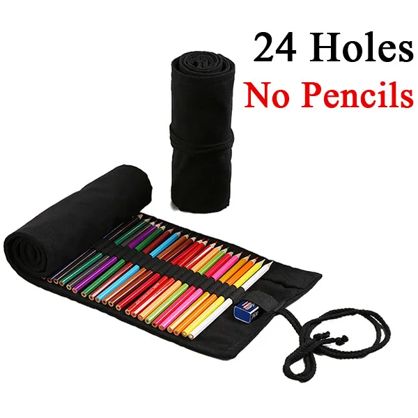 24 Holes No Pencils 12/24/36/48/72 рулон школьный Карандаш Чехол Kawaii пенал из ткани уголовного для девочек и мальчиков милый большой Карандаш Чехол штрафы коробка канцелярских принадлежностей - Цвет: 24 Holes No Pencils