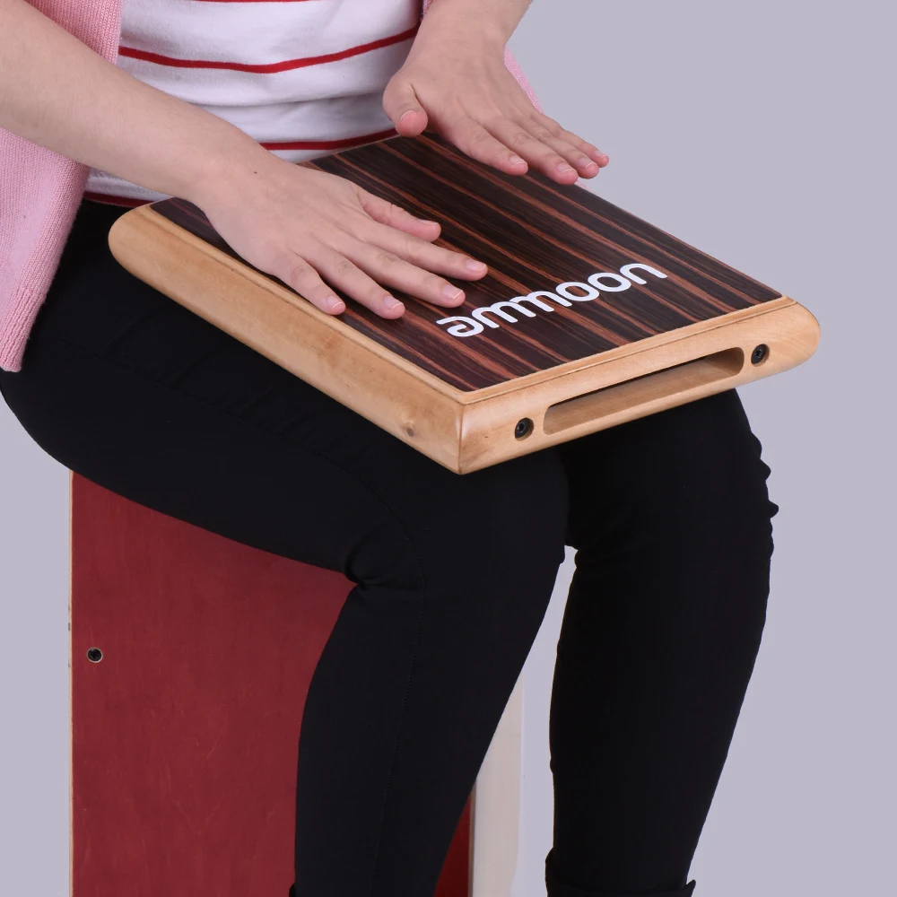 

ammoon Compact Travel Box Drum Cajon Flat Hand Drum Percussion Instrument with Adjustable Strings Carrying Bag