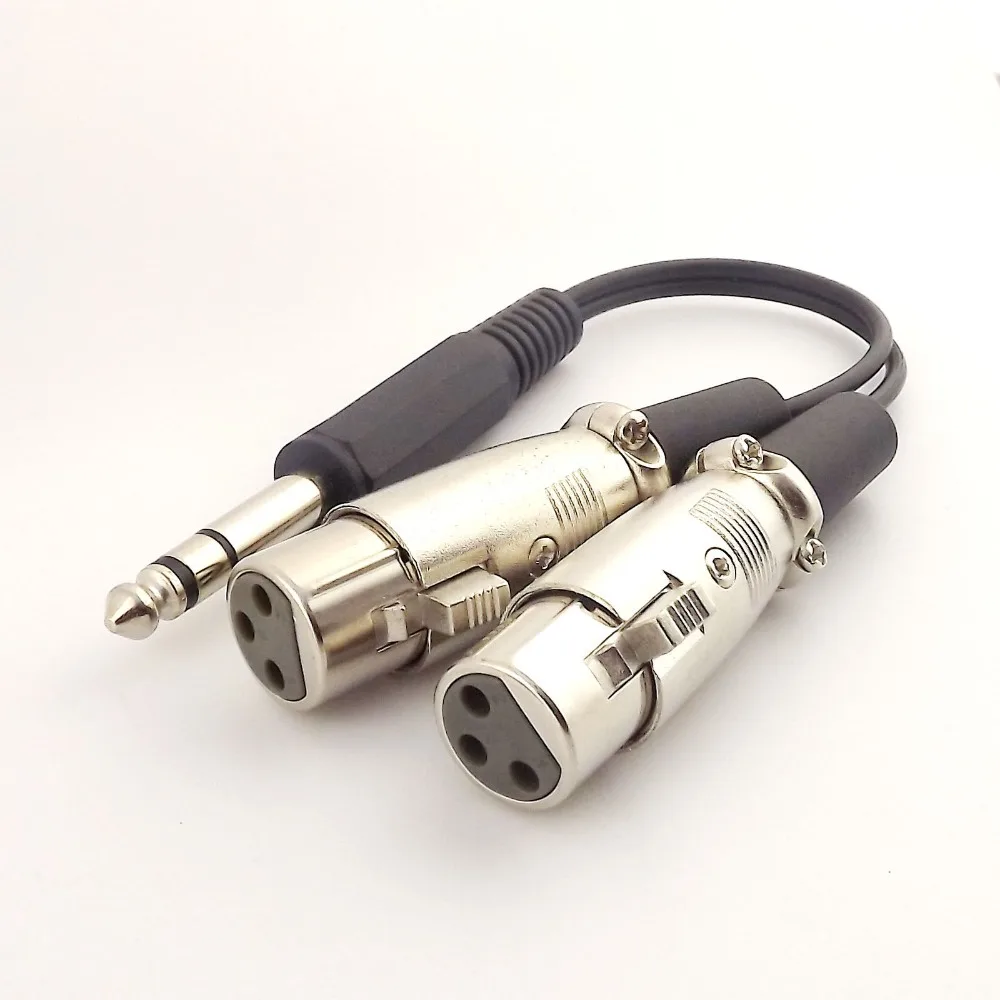 

1pcs 6.35mm (1/4 Inch) Stereo Male Plug to Dual XLR Female Microphone Cable 25cm