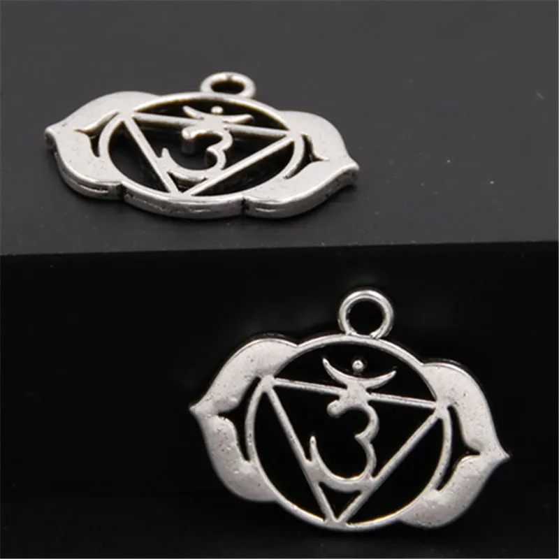 A468 18x22mm 21 шт. античное серебро 7 Чакра подвеска Мандала Йога Ом буддийский Металл для изготовления ювелирных изделий - Окраска металла: A468 18x22mm