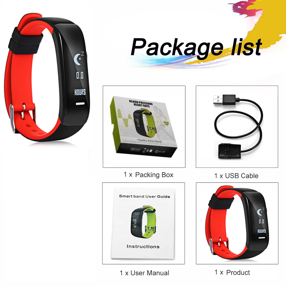 P1 Smartband Watches Blood Pressure Bluetooth Smart Bracelet Heart Rate Monitor Wristband Fitness for Android IOS Phone | Электроника