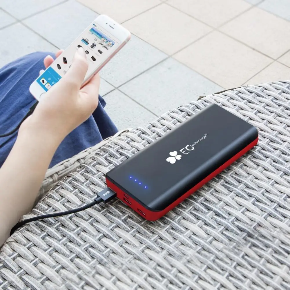 EC Technology Power Bank 30000mah High Capacity 3 USB Port PowerBank Fast Charging Universal External Battery Charger | Мобильные
