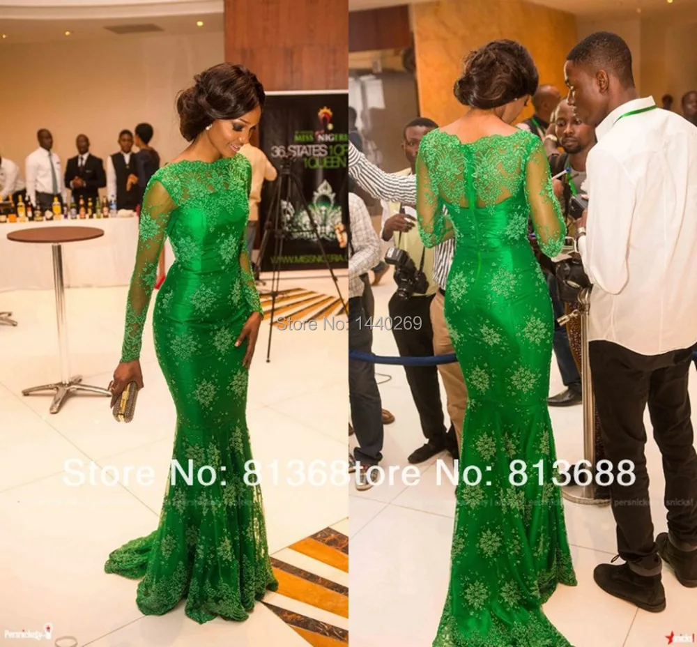 Элегантное Вечернее Платье Русалка с длинным рукавом и высоким воротом бисером