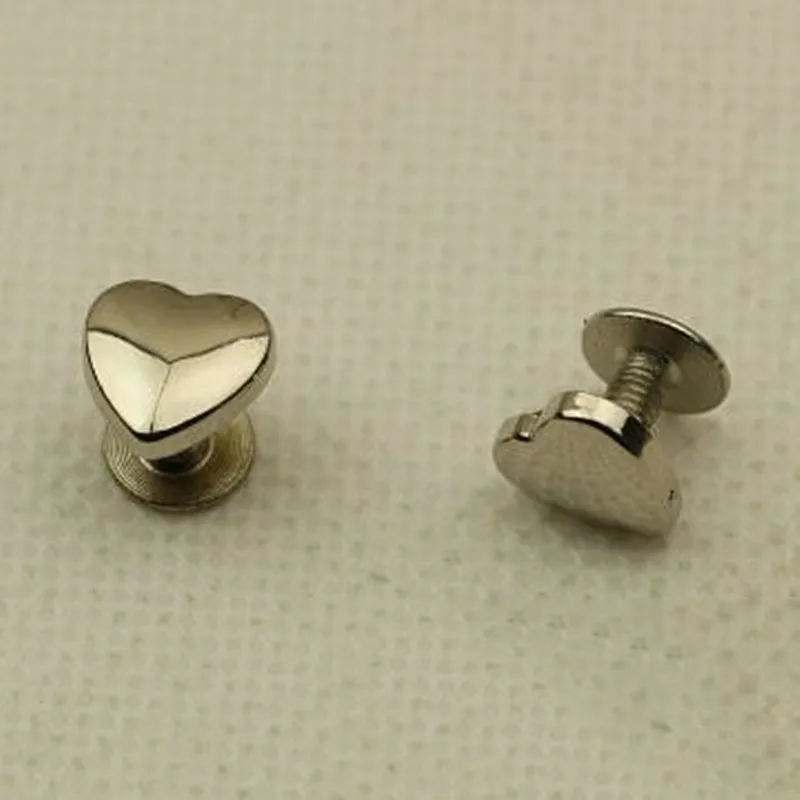 Silver 10 шт металлическая сумка для ног гвозди багажные металлические изделия и декор аксессуары DIY кожаная сумка в форме сердца заклепки винты - Цвет: Silver