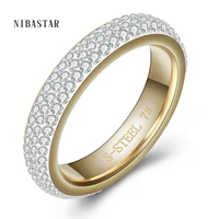 three row clear crystal gold stainless steel wedding rings for women fashion jewelry accessories ring with full size