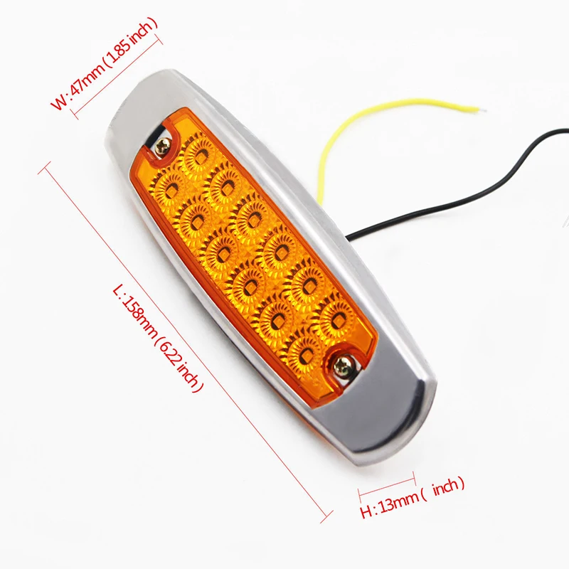 10x158*47*13 мм 12LED 12 V/24 V DC супер яркий желтый автомобильный Тяжелый Грузовик Боковые