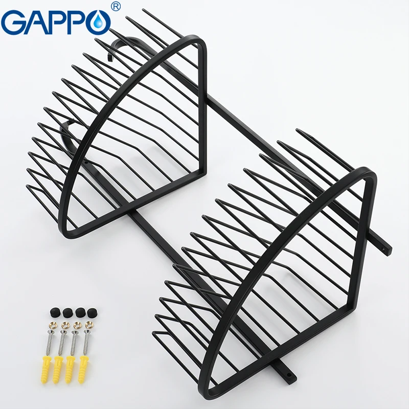 GAPPO полки для ванной аксессуары душа черная полка настенный держатель