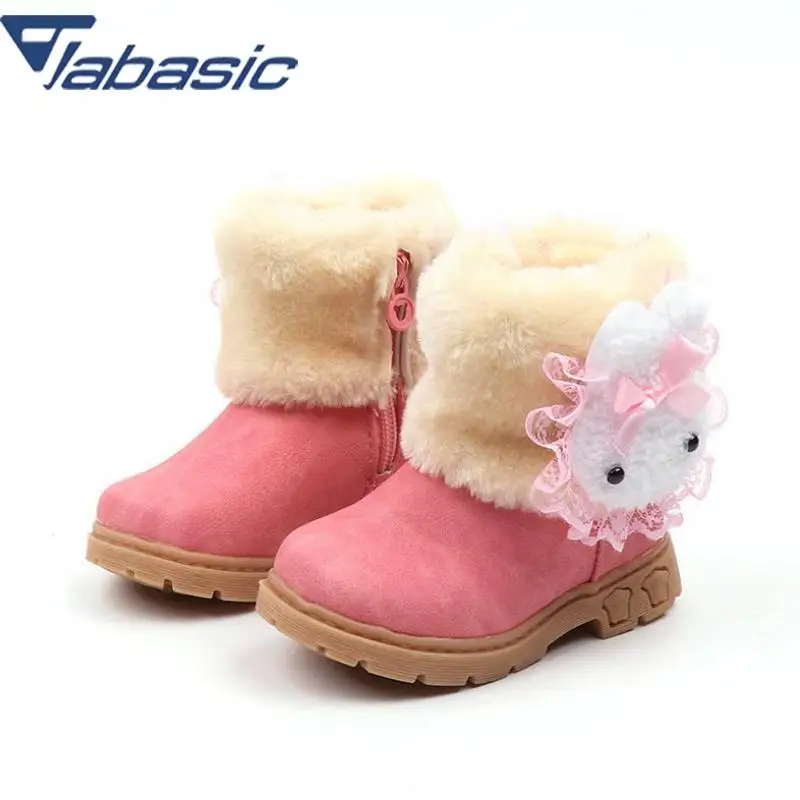 JABASIC ботинки для девочек Теплые зимние малышей Botas Mujer 2018 зима теплый плюш с бантом