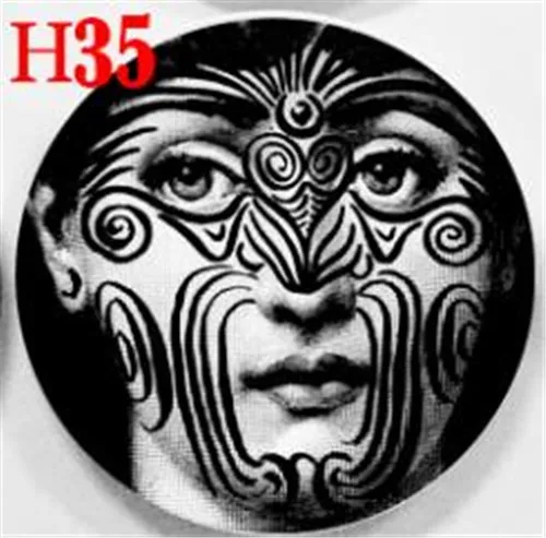 35 Новые керамические тарелки Fornasetti для украшения дома, фарфоровые настенные художественные тарелки, 8 дюймов - Цвет: 35