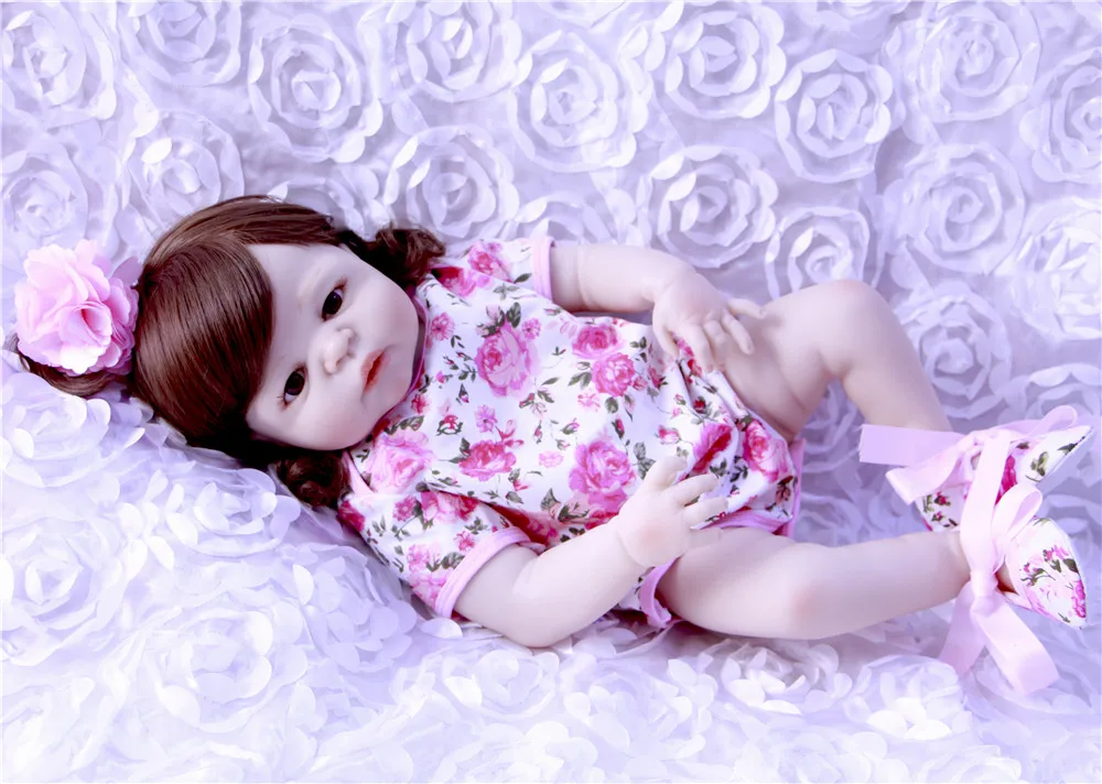 Реалистичные полностью силиконовые Кукла reborn baby кукла для девочки 23 &quot завитые