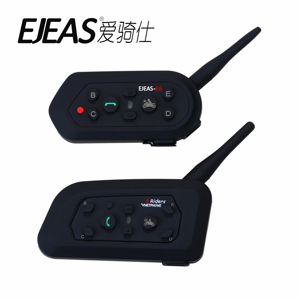 

2 X 1200m Ejeas E6 Motorcycle Communication System Vox Bluetooth Motorbike Intercom Helmet Headset Upgradable Program MP3