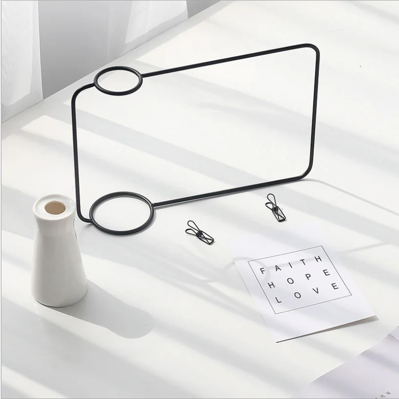 Black photo frame Кронштейн из кованого железа металлическая фоторамка зажим фиксированная фото креативная Цветочная ваза Скандинавская настольная фоторамка - Цвет: Black photo frame