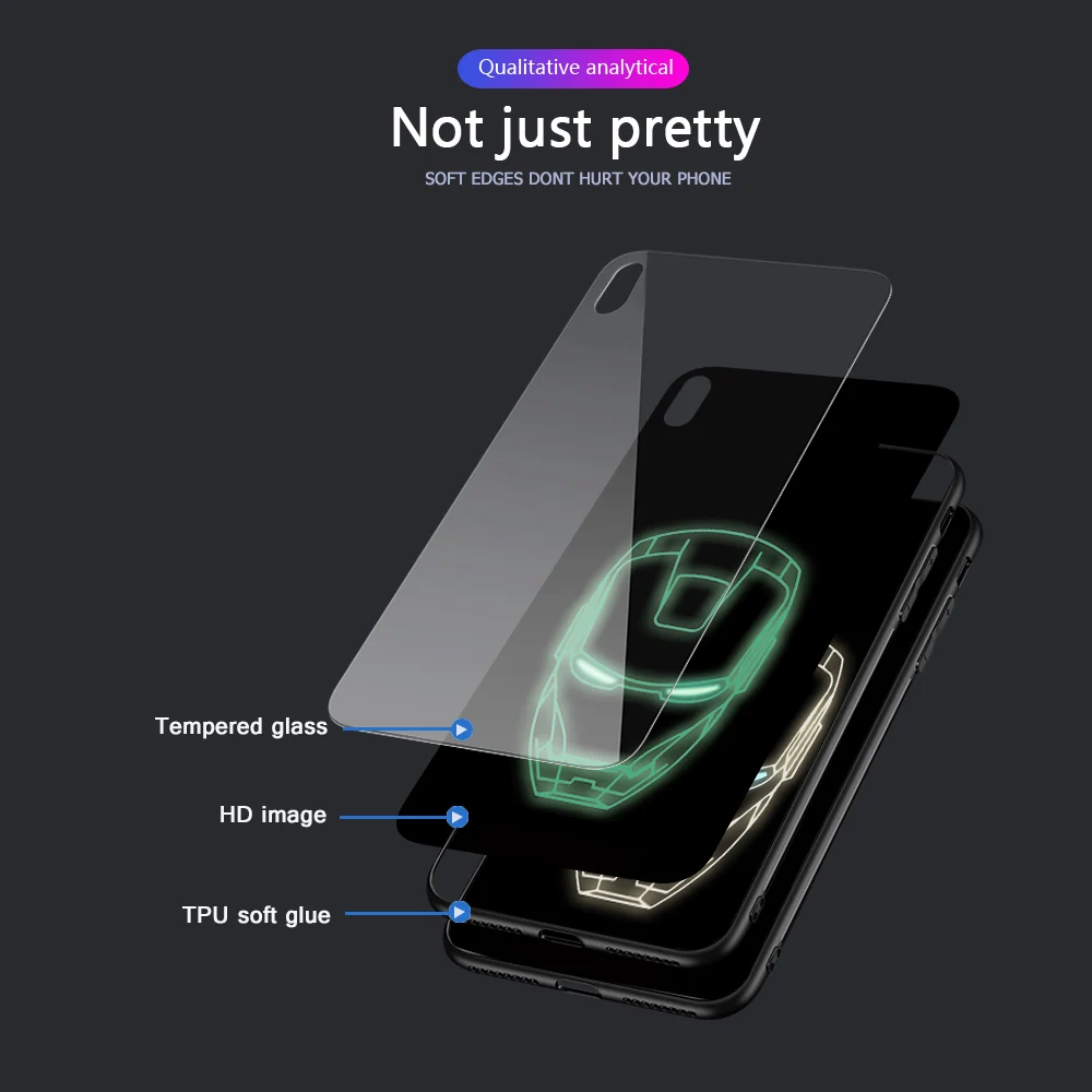 ciciber Marvel Venom Batman Tempered Glass Phone Case For iPhone 7 8 6 6S Plus Cover 11 Pro Max X XR XS Funda |