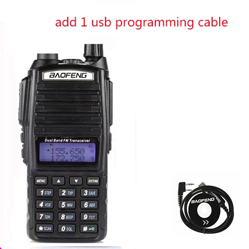 add usb cd cable Горячая 10 км реальная 8 Вт с высоким средним низким УФ 82 Ham радиостанция Любительская портативная рация 10 км Baofeng Uv-82 Baofeng 8 Вт - Цвет: add usb cd cable