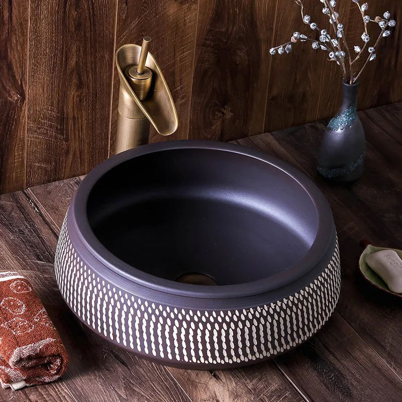 Керамическая раковина с сокровищами круглая китайская упрощенная для ванной