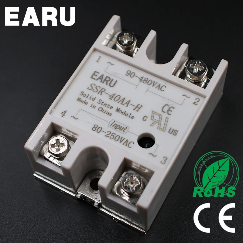 Твердотельное реле SSR-40AA-H 40A 80-250V AC TO 90-480V AC SSR 40AA-H реле, регулятор твердотельного сопротивления