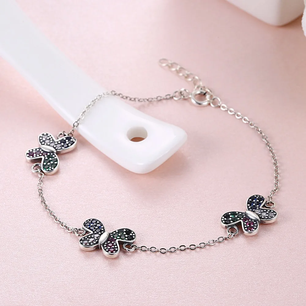 2018 Summer 925 Sterling Silver Vintage classic butterfly bracelet link chain stackable high end Bijoux Gift for girlfriends | Украшения и