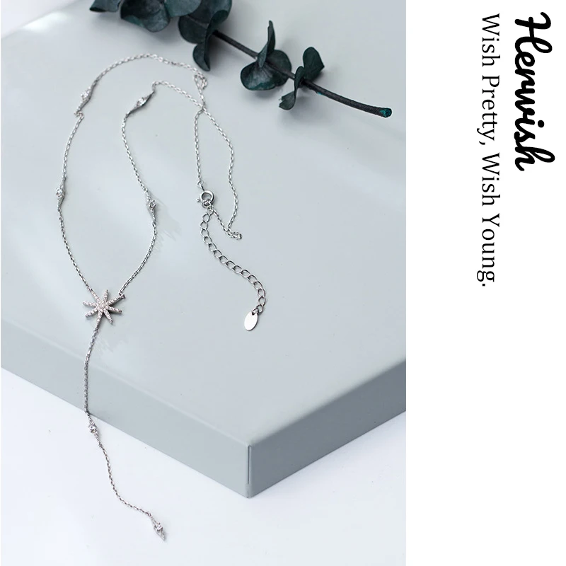 Herwish Bling Звездное сияние длинное ожерелье с подвеской 925 пробы Серебряное романтическое Подсолнух корейское ювелирное изделие сексуальные женские аксессуары