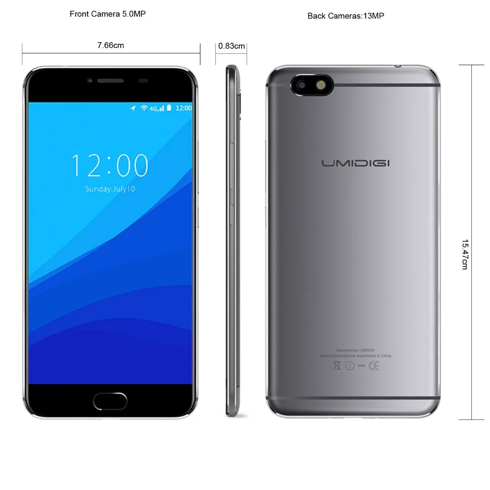 Umidigi C Примечание Android 7.0 смартфон mtk6737 4 ядра 3G Оперативная память 32 г Встроенная 3800