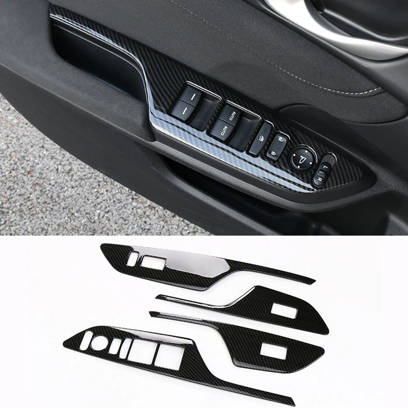 

4 Pcs/lot Stainless Steel Style Car Interior Armrest Window Lift Switch Button Cover Trim Bezel For Honda Civic Lhd