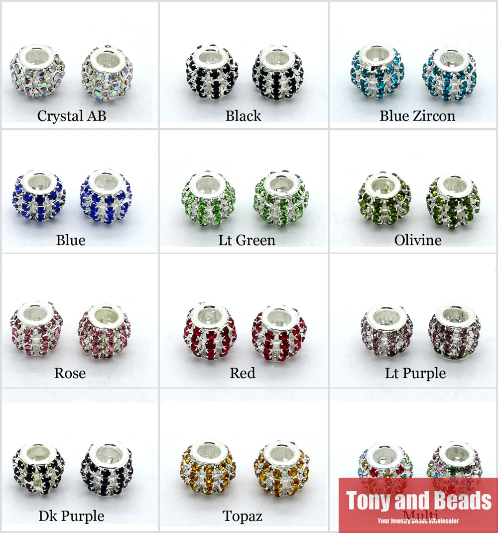 (5 шт. = 1 лот!) Посеребренные медные металлические Украшенные стразами с большими