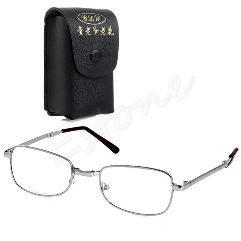 

Unisex women men 1PC Folding Metal Reading Glasses +1.00 1.50 2.00 2.50 3.00 3.50 4.00 Diopter + Case