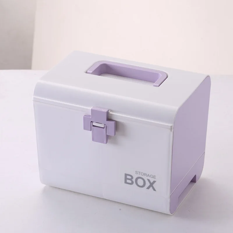 purple Домашняя аптечка, многофункциональная пластиковая коробка для хранения лекарств, Caja Almacenamiento Organizador Caja - Цвет: purple